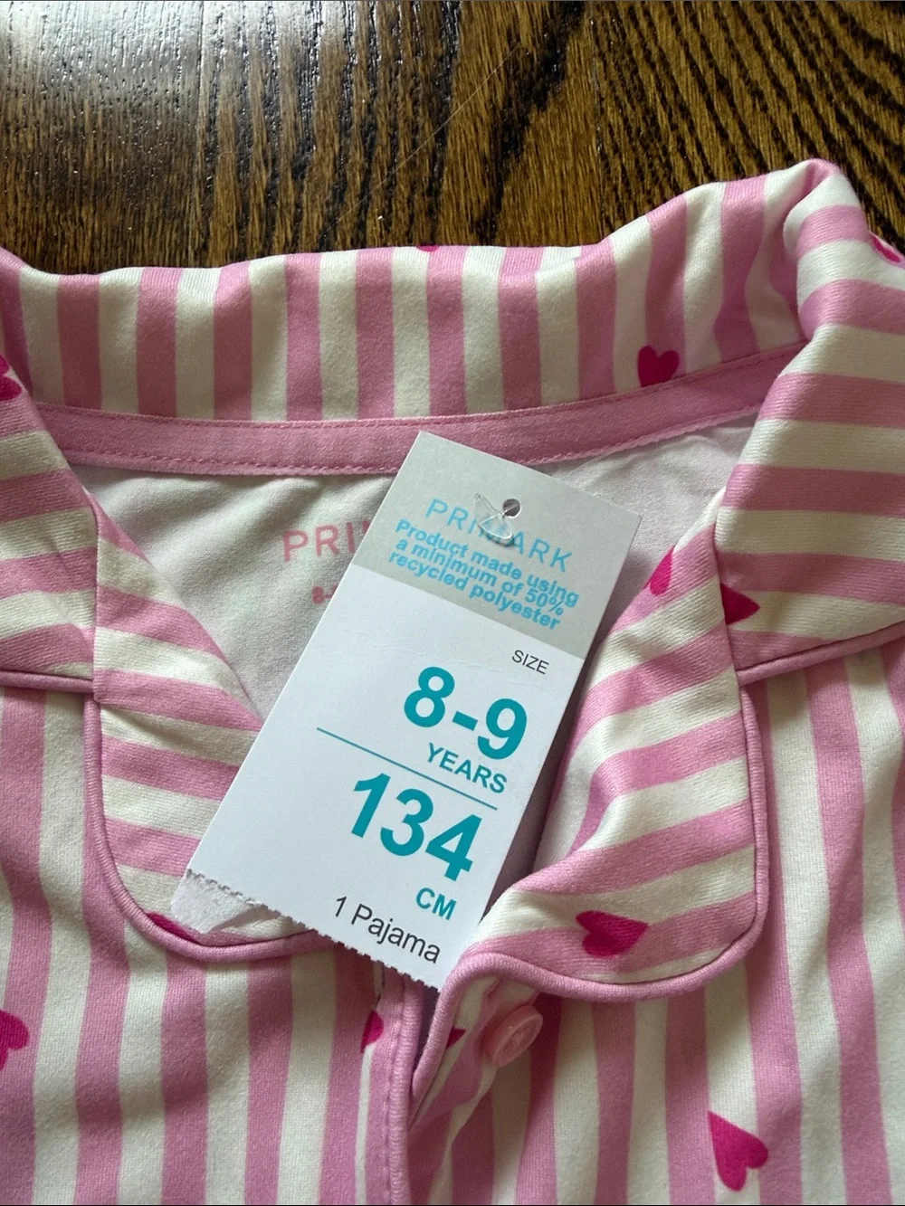 Primark Pink Striped Heart Pajama Set